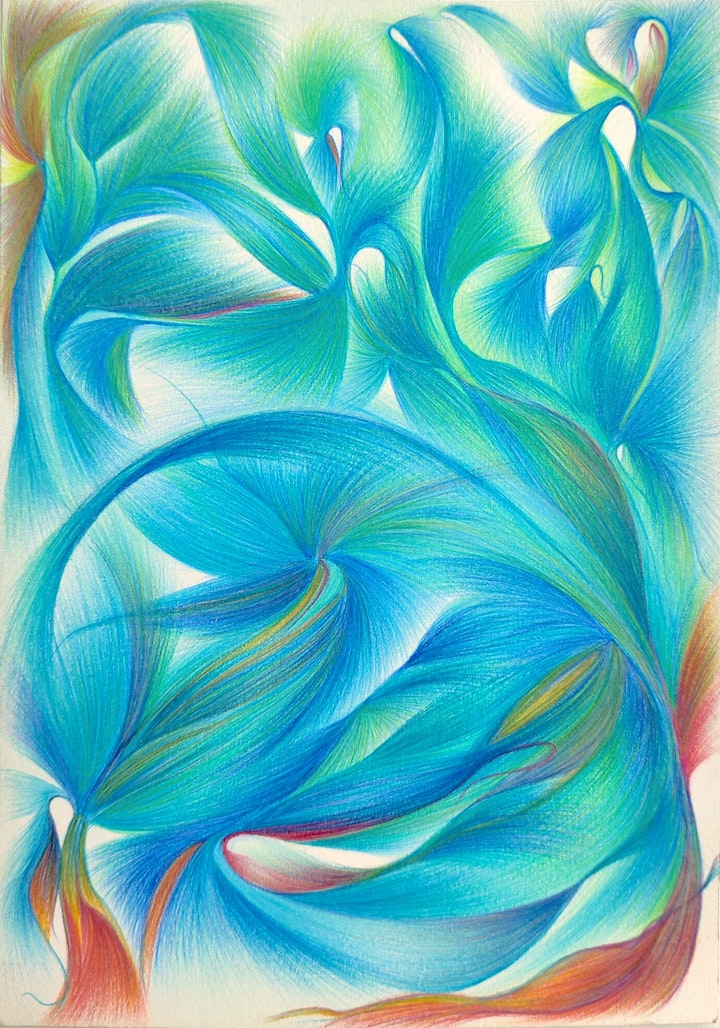 Energy Drawings - watercolour Pencil, A5 2022. Held in private collection.