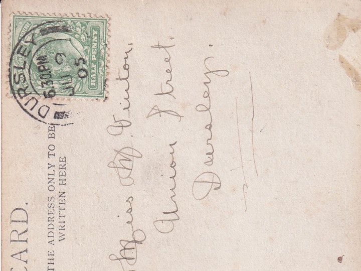 Reverse of the previous image of Cam Mills, near Dursley posted July 9th 1905 2/2