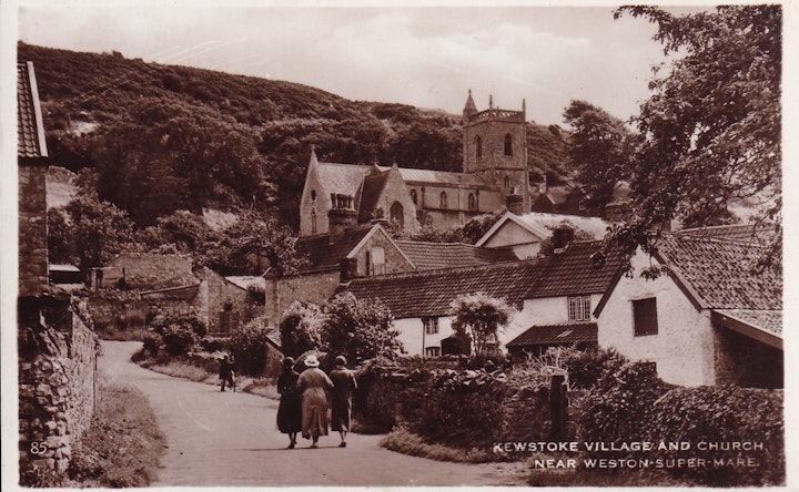 Postcard of Kewstoke Village and Church near Weston-Super-Mare in Somerset posted on 30th July 1941 (Excel Series).