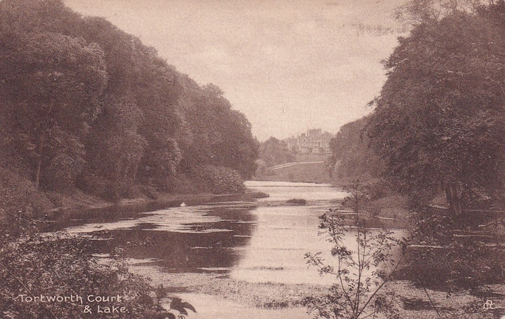 Tortworth Court in Gloucestershire from the Lake (Cotswold Publishing Co., Ltd., Wotton-under-Edge).