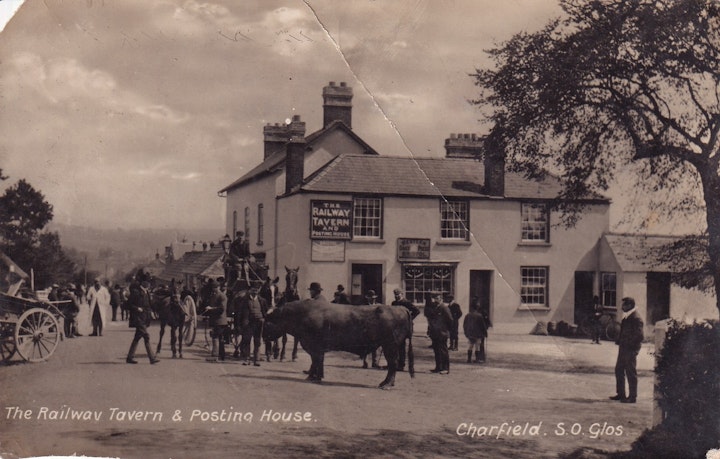 The Railway Tavern and Posting House at Charfield in Gloucestershire - perhaps on Market Day