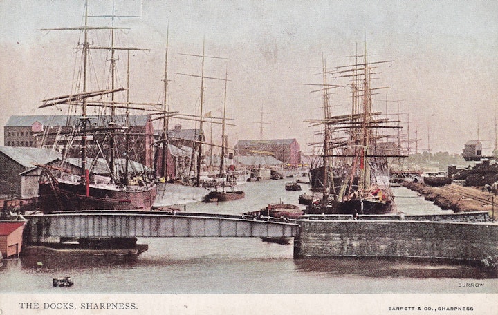 The Docks, Sharpness in Gloucestershire (Barrett & Co, Sharpness) posted on Dec 31st 1904 1/2