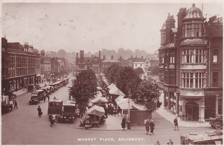 Postcard of Market Place, Salisbury in Wiltshire 1/2