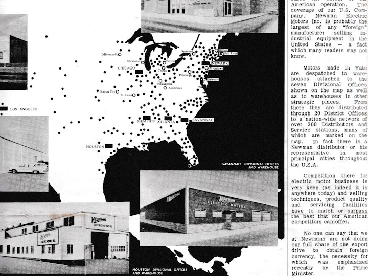 From the September 1960 edition of "The Newsman' a monthly broadsheet newsletter produced and published by Newman's Industries Limited of Yate featuring their operation in the USA as part of their regular export market feature in the publication.