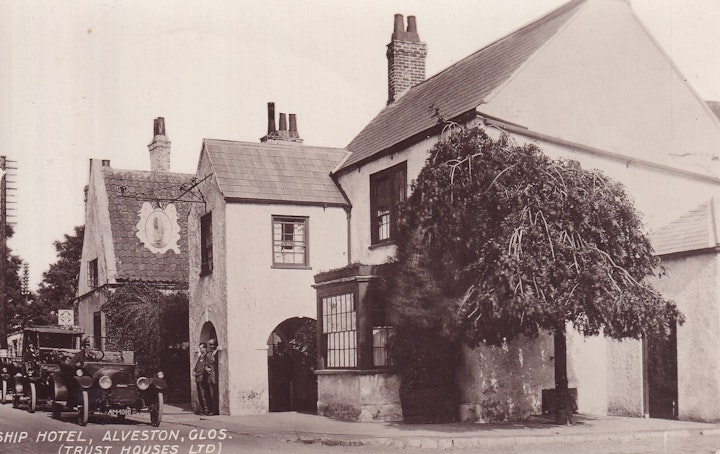 The Ship Hotel at Alveston in Gloucestershire. The reverse of the postcard has July 1924 written on it...
