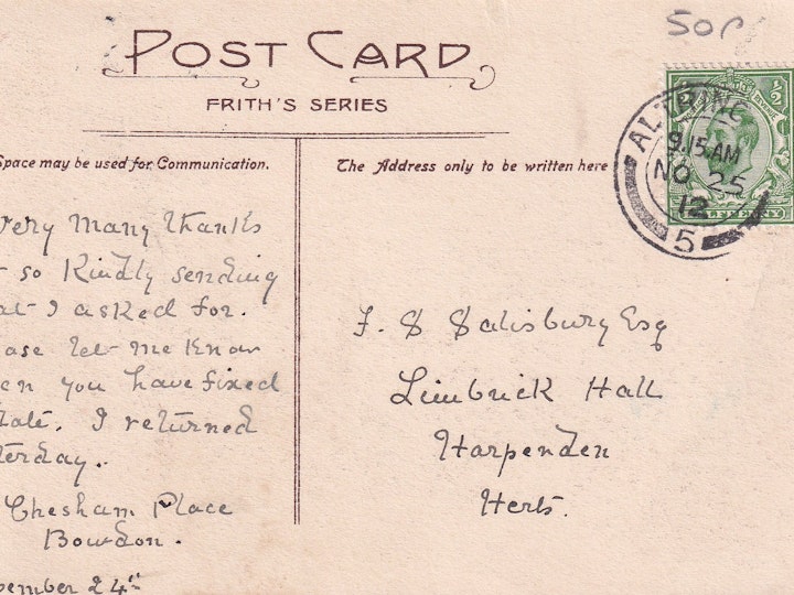 Reverse of the previous image of the Roman Baths at Bath posted on Nov 25th 1905 (F. Frith & Co., Ltd.) 2/2