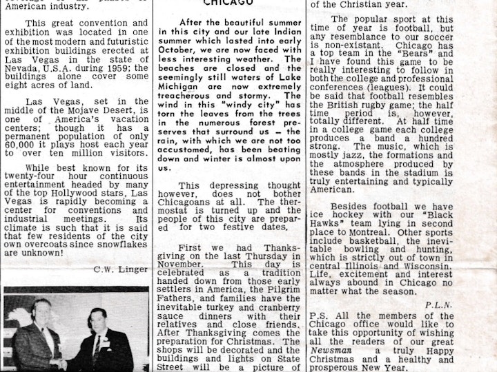 From the January 1961 edition of "The Newsman' a broadsheet newsletter produced and published by Newman's Industries Limited of Yate