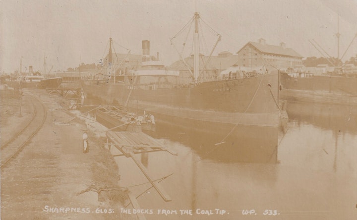 Sharpness Docks in Gloucestershire from the coal tip posted on August 7th 1912