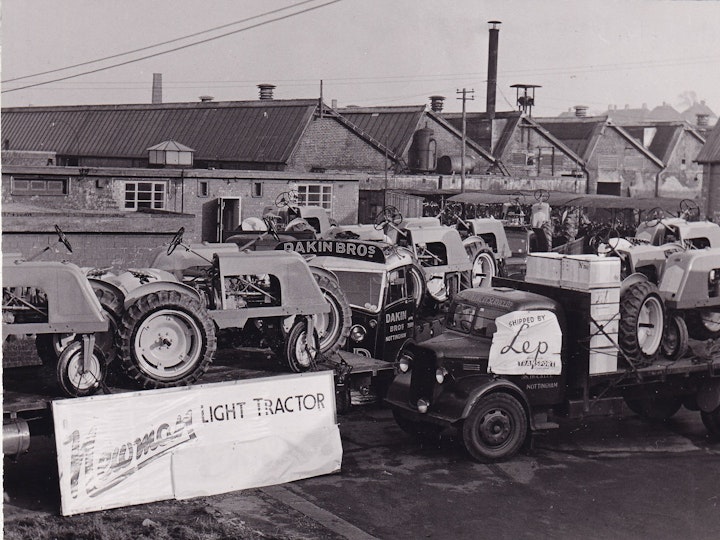 Photograph of Newman Light Tractors on display at their factory in Yate (Source F. White)