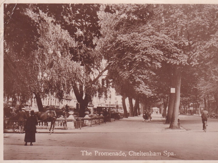 The Promenade, Cheltenham Spa posted 28 September 1928 (The 'Cheltonia' Series).