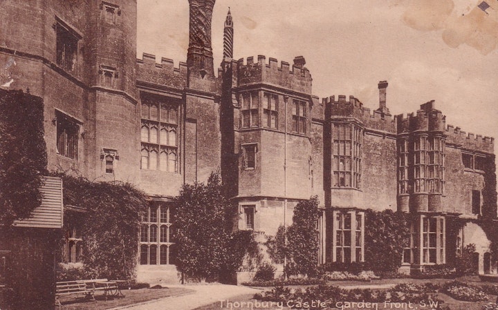 Thornbury Castle, garden and South Face in Gloucestershire (A. Prewett & Son, Printers, Thornbury).