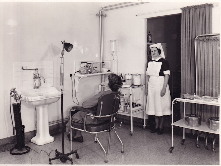 Photograph of the nursing / rest room Newsman's factory in Yate in approx 1963