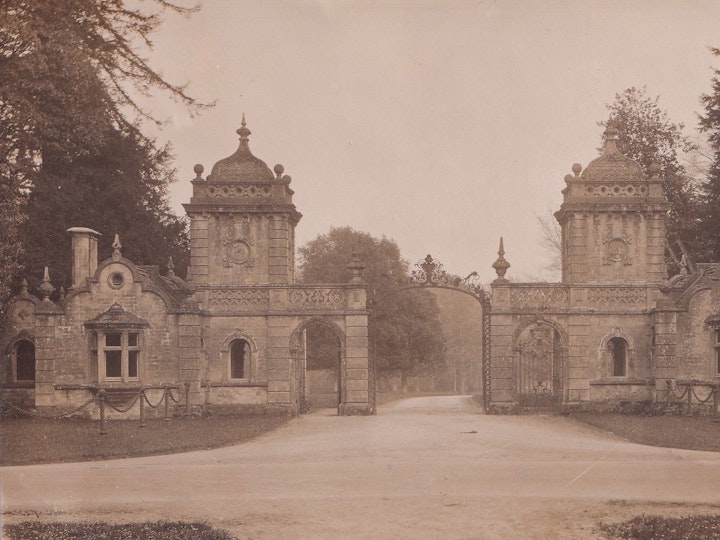 The gates to Westonbirt House posted may 19th 1928 1/2.