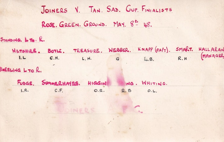 Parnal & Sons, Ltd, Inter-Departmental Cup Final played at Beaufort United Ground, Speedwell, on Saturday May 8th, 1948.