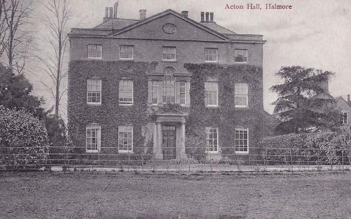 Acton Hall, Halmore, near Berkeley in Gloucestershire (F.H.G. Fryer, Hinton, Sharpness) posted July 8th 1909.