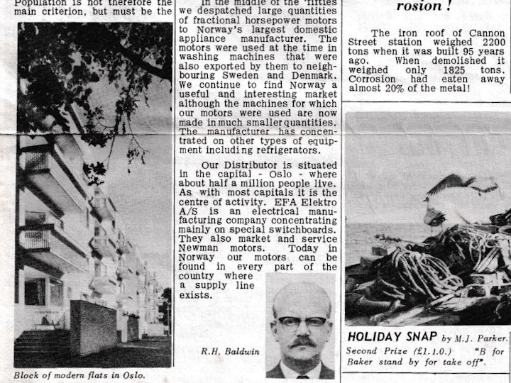 From the November 1960 edition of "The Newsman' a broadsheet newsletter produced and published by Newman's Industries Limited of Yate showcasing one of its export markets