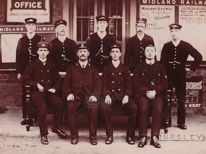 Midland Railway's Dursley, (near Yate) station staff posted on August 1st 1905.