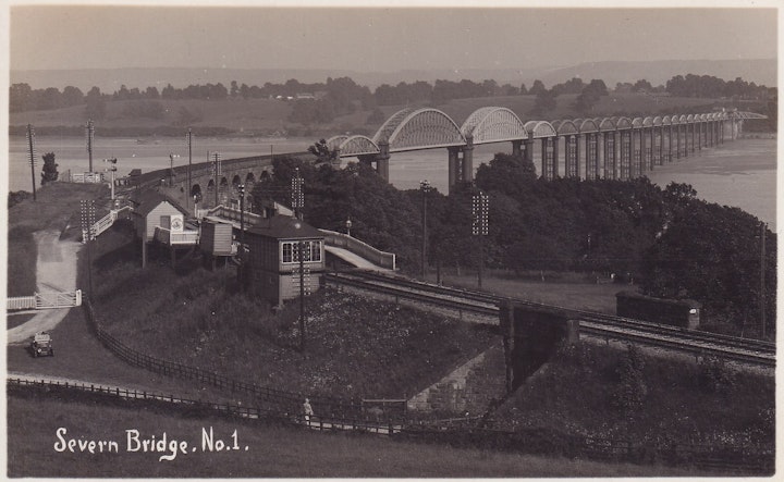 Severn Bridge No.1 with the Cotswold Hills in the distance
