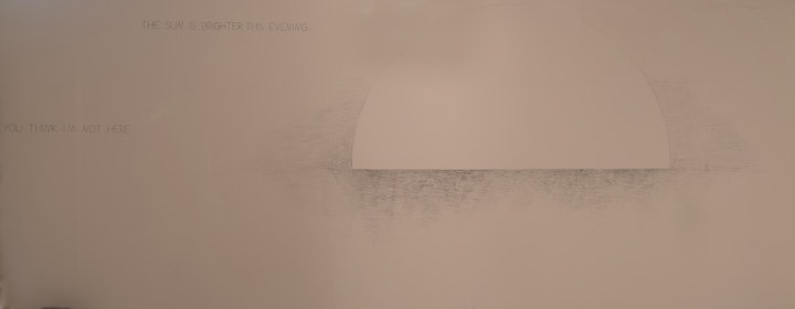 Liwia Dekert, installation close up, the sun is brighter this evening, graphite on wall -