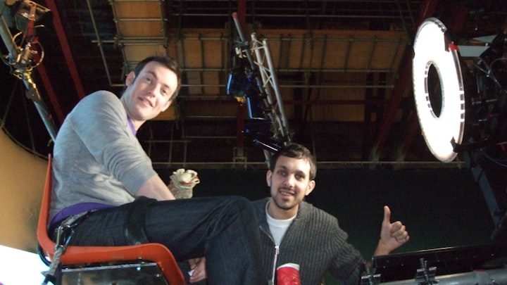 Dynamo and I say hi between takes on the O2 magic commercial we devised