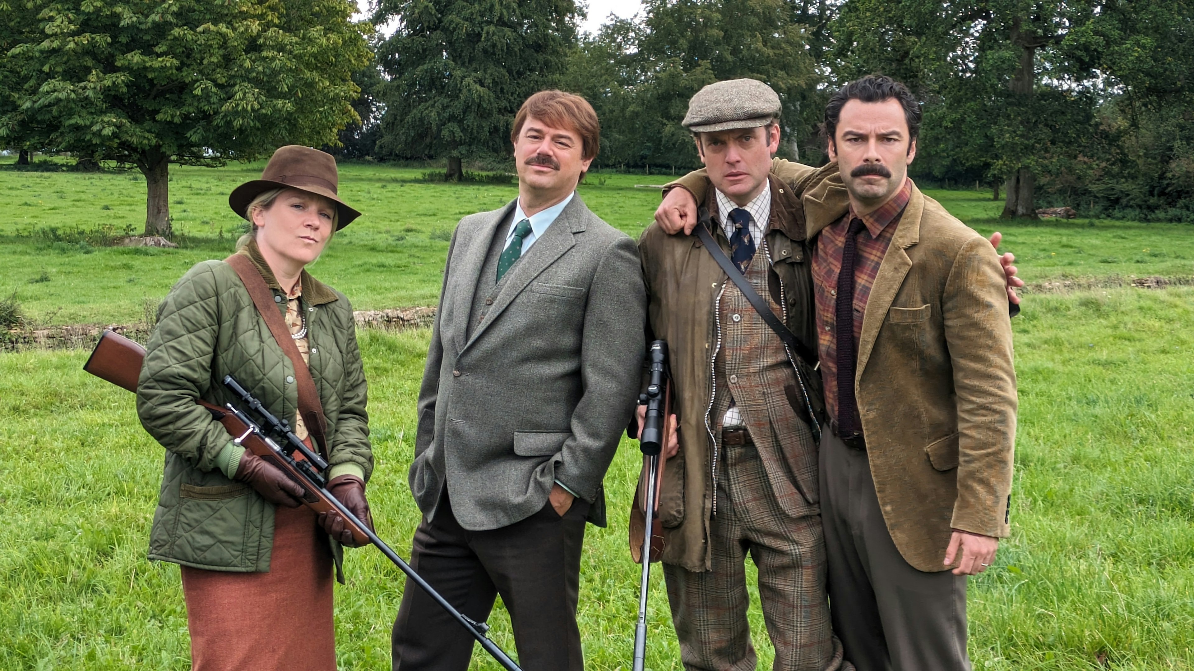 The Hamphires played by Brendan Patricks & olivia Poulet with Freddy (Danny Dyer) and Declan (Aidan Turner)