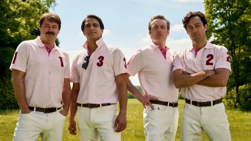 Brendan Patricks as Henry Hampshire in Rivals with the Polo team