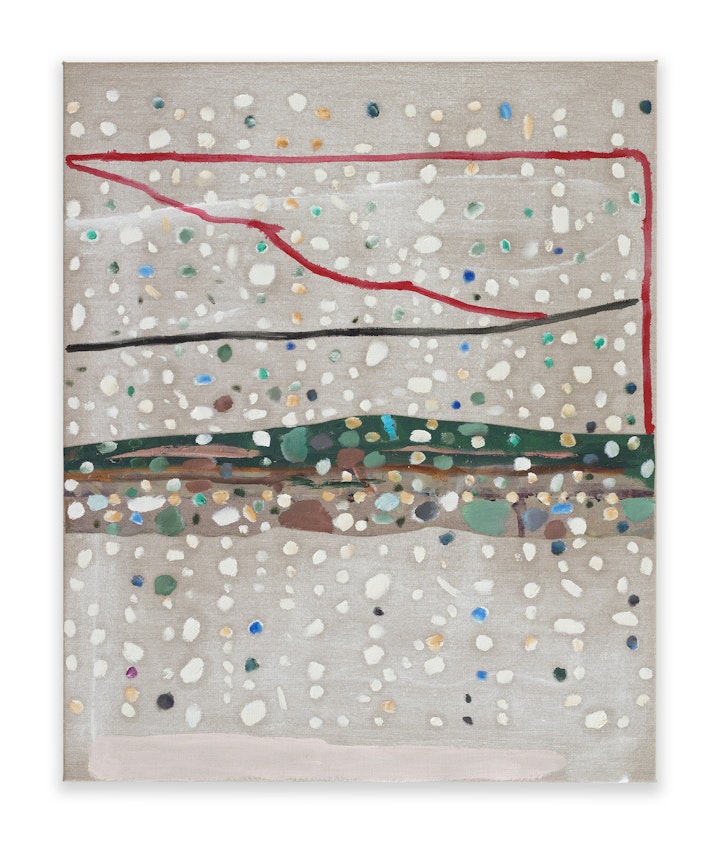 A Genealogy of Difference - Brink, 2022, acrylic, oil paint and collage on linen, 73 x 60 cm.
