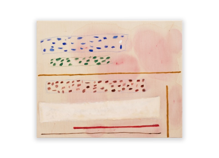 Recent Paintings - Sorting (for Fernando Pessoa), 2022/23, colour pencil, acrylic and oil paint on cotton duck, 65 x 81 cm.