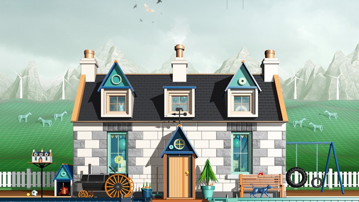 Tractor Art | Farmyard |  Big Wheel Little Wheel Cottage | Print