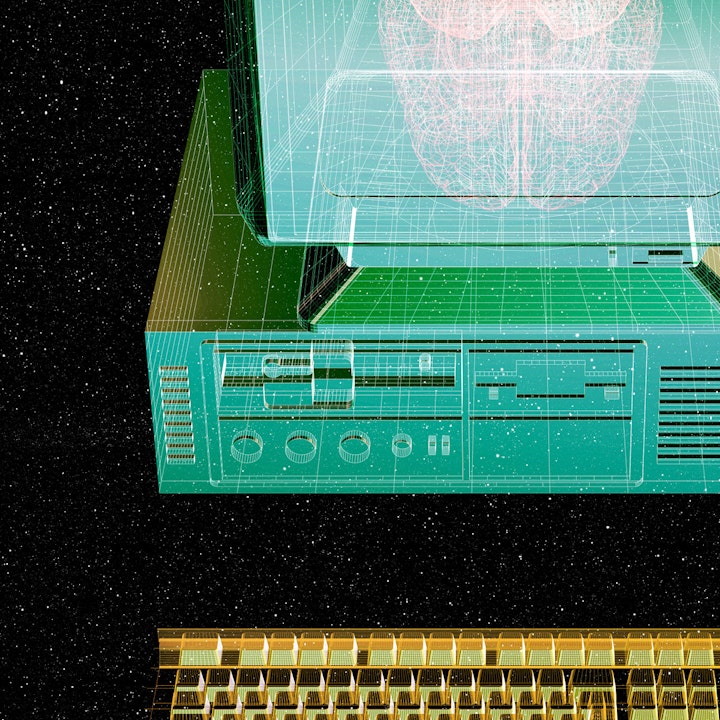 The War Inside - Computer Power. Retro vintage computer art- detail