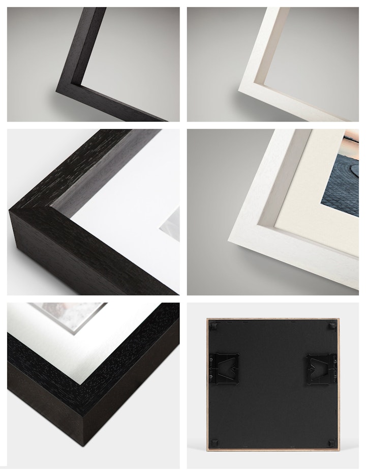 Box frames which are ideal for this collection. Other frame styles are also available.