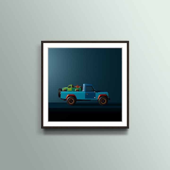 Land Rover defender art framed