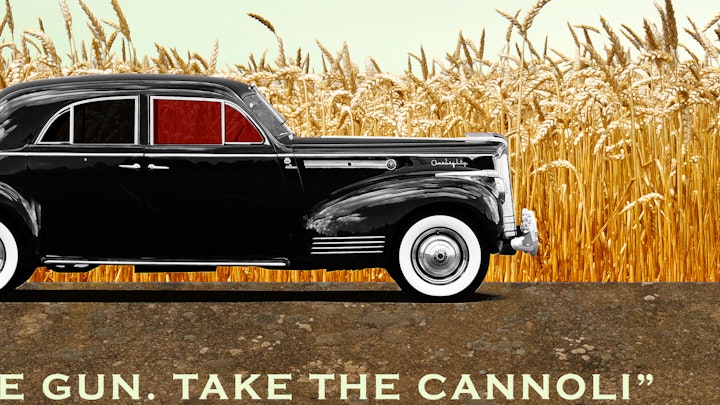 Detail from The Godfather film poster art. Leave the gun, take the cannoli.