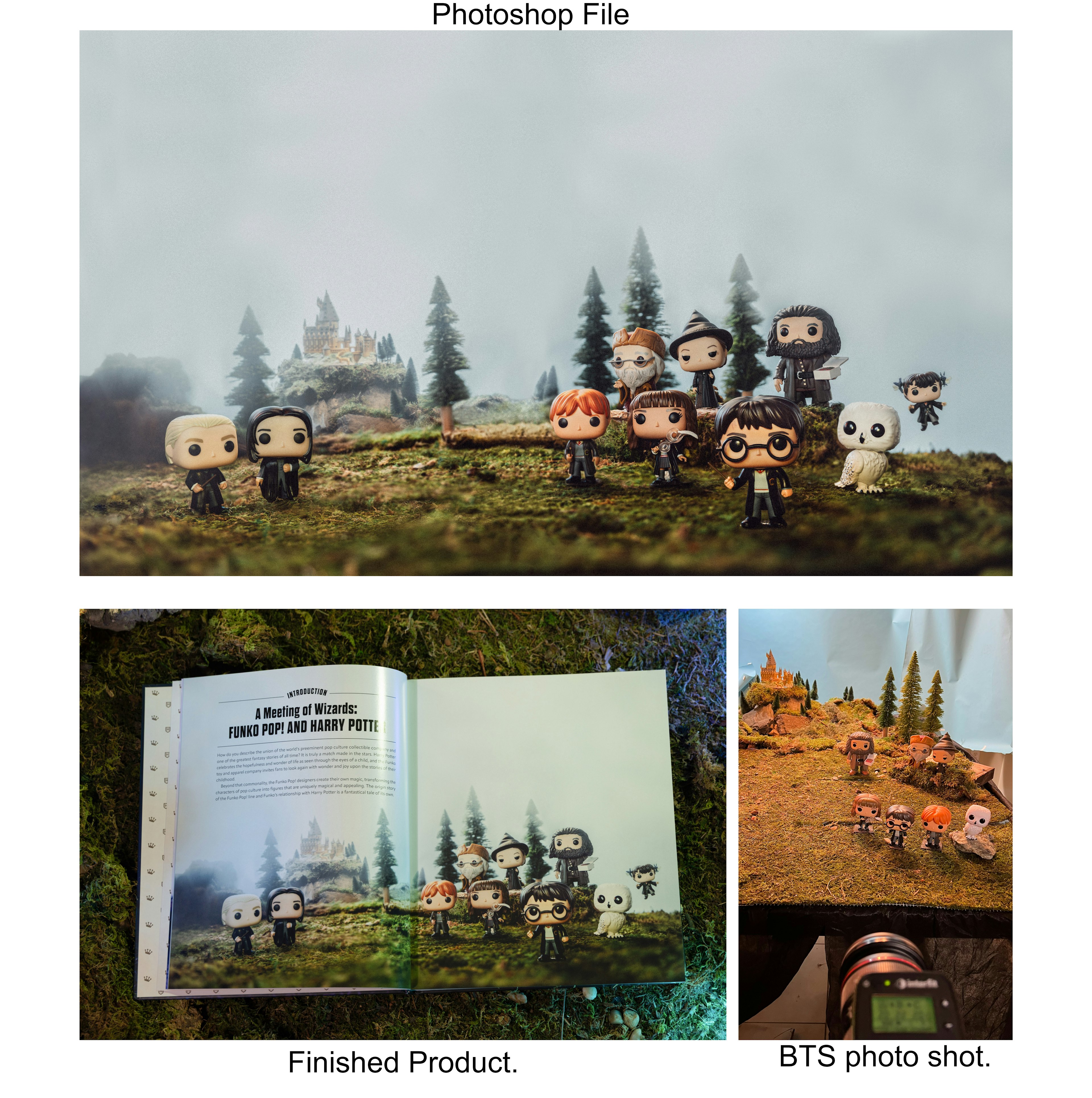 Behind the scenes of practical lighting setup for Funko Pop photo shoot