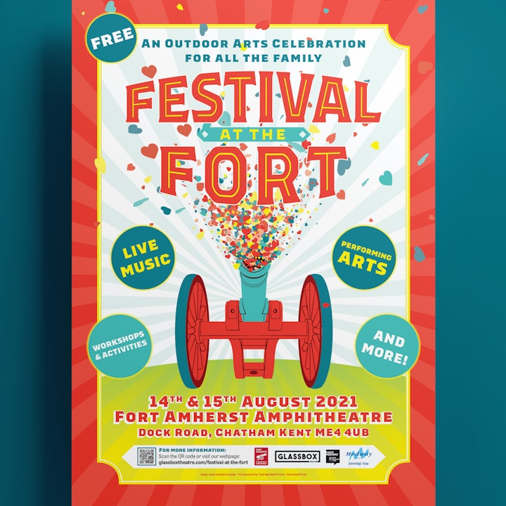 Client: Medway Council. Poster for a music and arts festival at a Napoleonic fort.