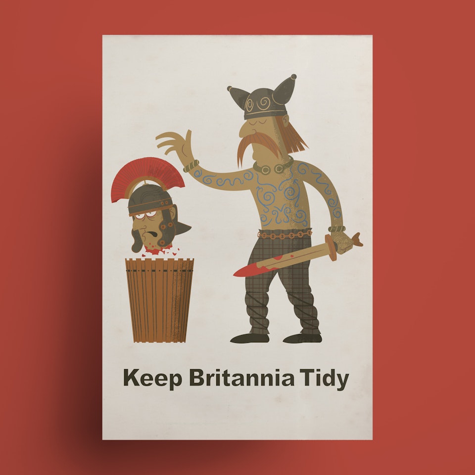 Illustration - A pastiche of the iconic Keep Britain Tidy logo, themed for 43AD.