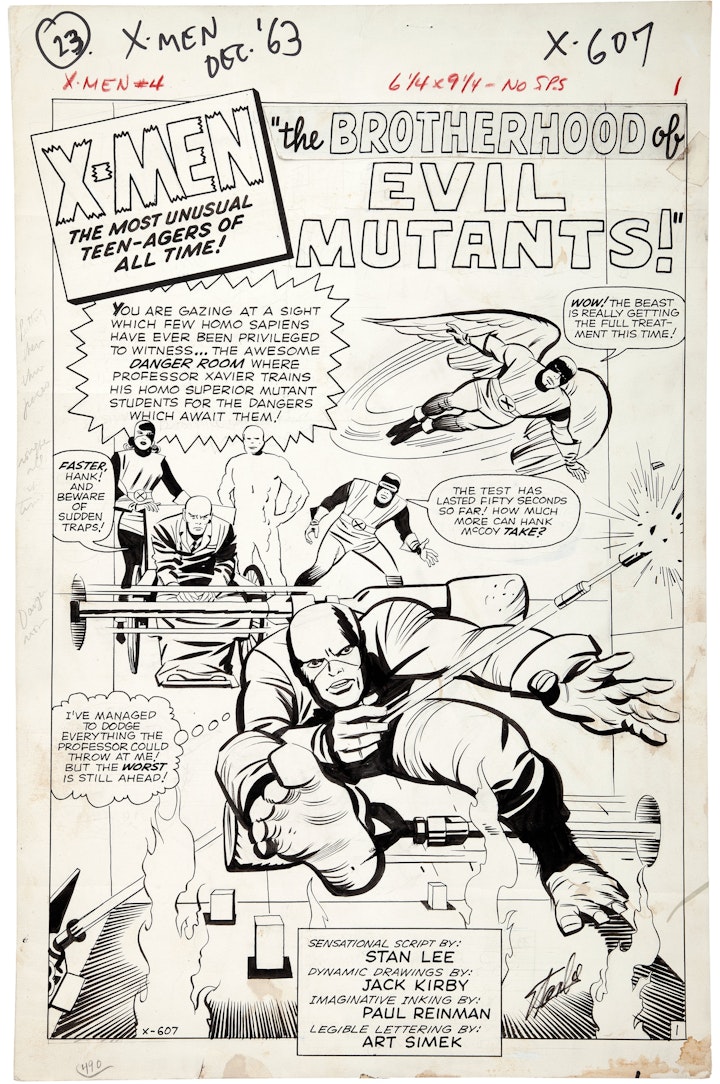 Jack Kirby and Paul Reinman X-Men #4 Splash Page Original Art 1964