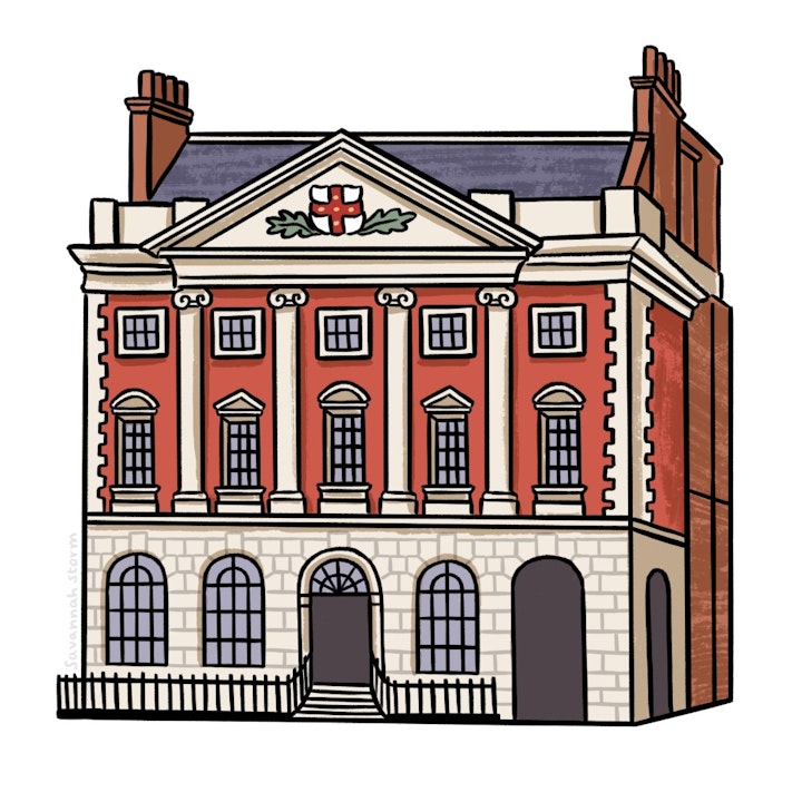 Jane Ewbank York Trail - Illustration of Mansion House in York, an example of Georgian architecture.