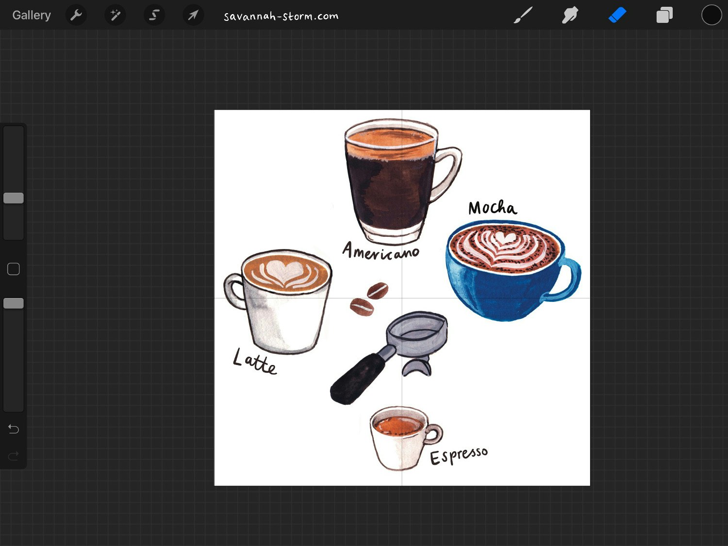 Screenshot of Procreate on the iPad, showing the process of creating an illustrated repeat pattern.
