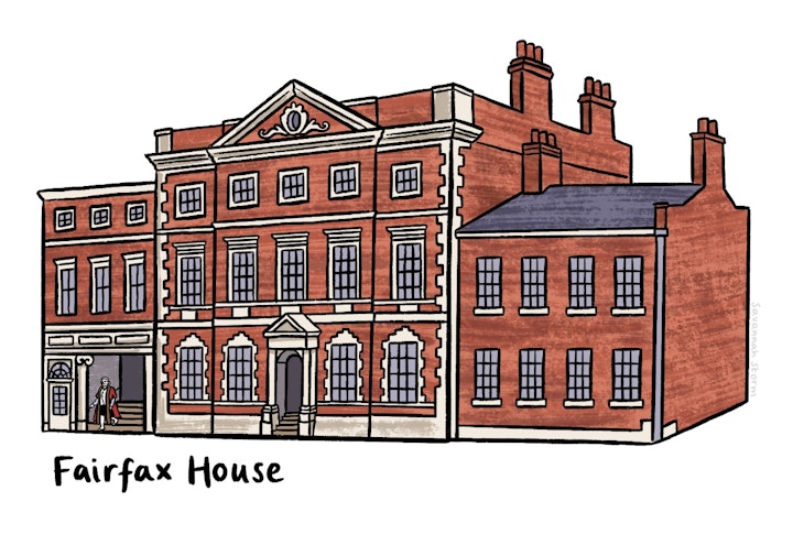 Jane Ewbank York Trail - Illustration of Fairfax House in York, an example of Georgian architecture.