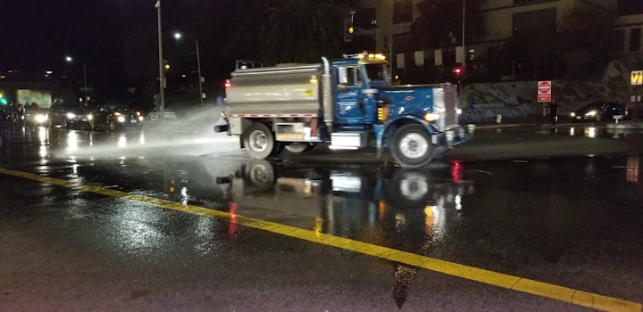 Our water truck gives our streets and set a wetdown for the last scene.