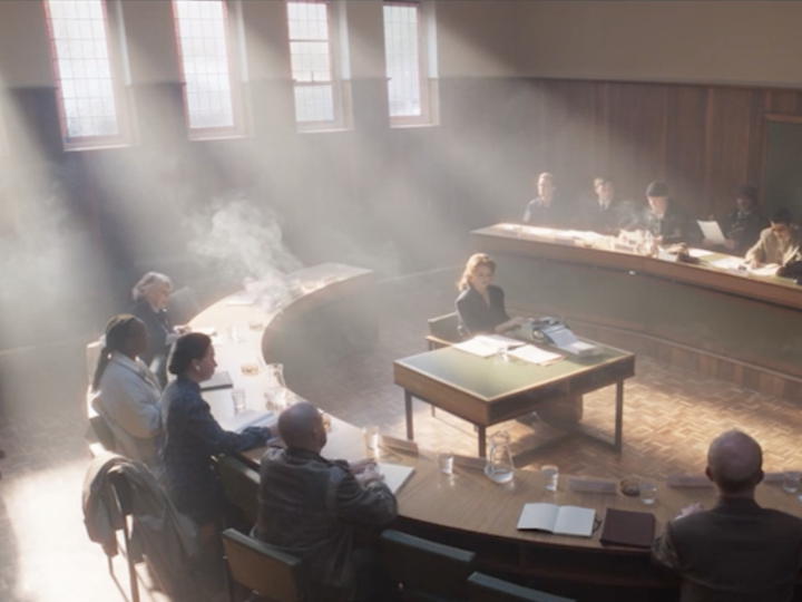 Council meeting at the Town Hall, film still