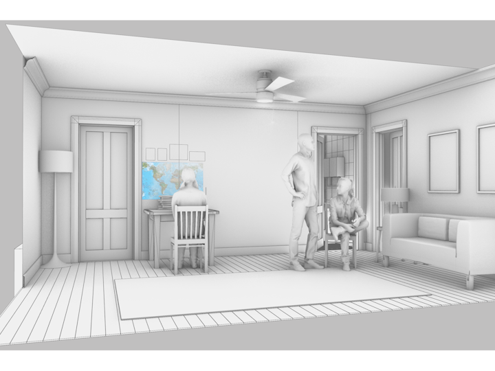 Student archeologists apartment. Originally a studio set, later became a location as seen in the final commercial. model by Jonathan Houlding