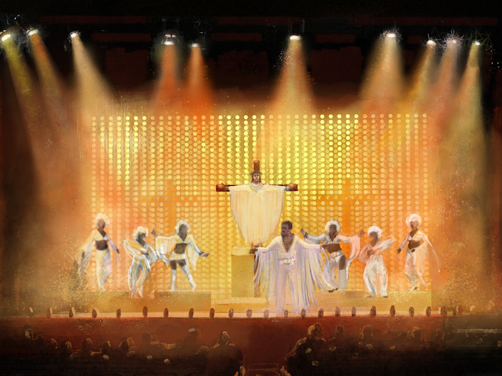 'Jesus Christ Superstar stage design' illustration Jonathan Houlding
