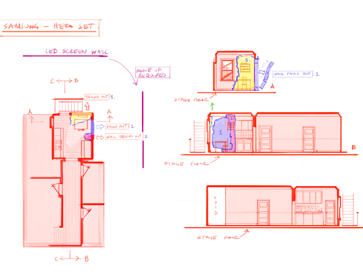 provisional sketch of hero set for discussion