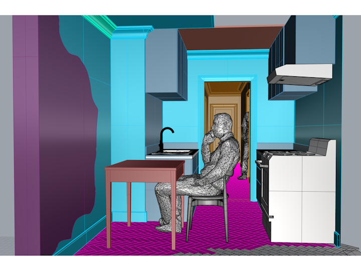 model showing the studio stage and hero set in position. Used for construction purposes. Model by Jonathan Houlding