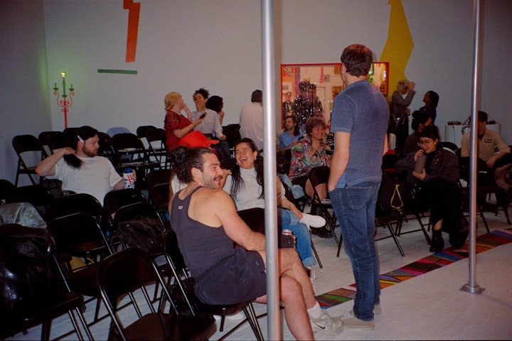 NEXT STOP - Some cast and crew chatting between rehearsals.