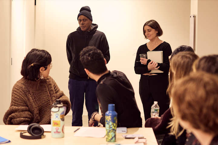 NEXT STOP - Kwan (Vicarious Love) and I speaking with the cast and crew before our first read.