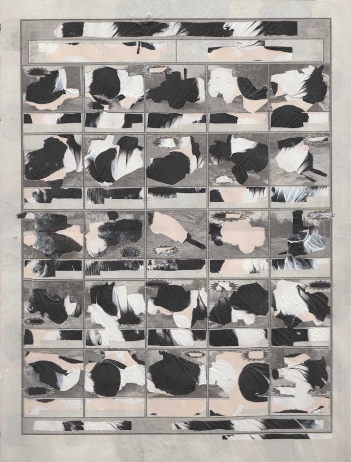 Circulars - Black and White and Gray Starbursts, 10.5” h / 8.5” w, cut paper, mixed media and acrylic paint on paper