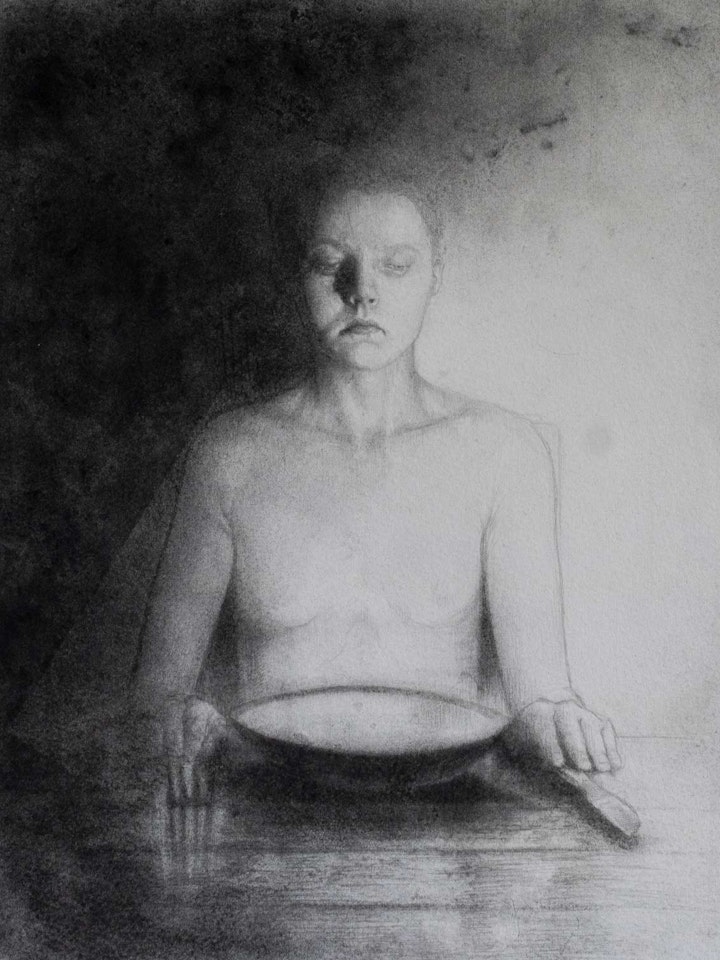 drawing - Full, 2021, charcoal and graphite on somerset paper 300gsm, 33.5 x 26.9 cm